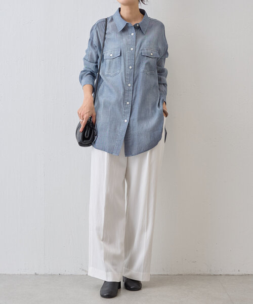 BEARDSLEY（ビアズリー）の「シフォンデニムシャツ（シャツ/ブラウス