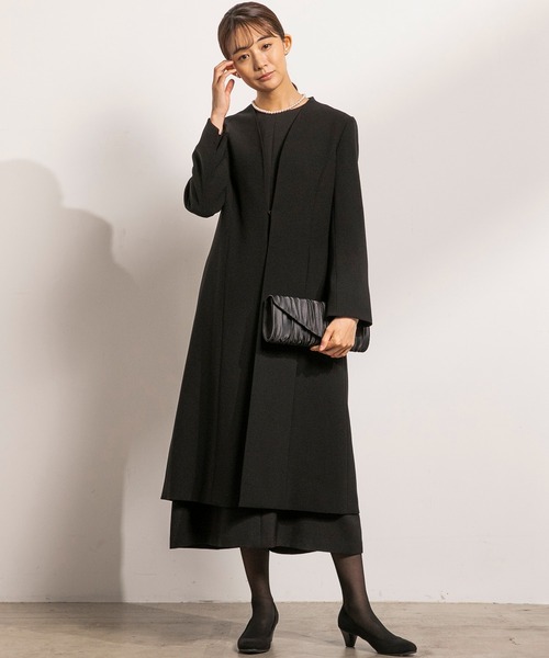 卒入学式に使える】【喪服】ノーカラー ブラックフォーマル レディース