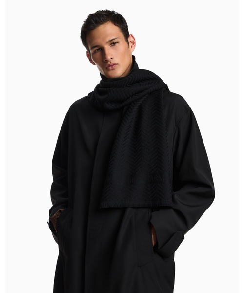 セール】【エンポリオ アルマーニ】スカーフ ウール シェブロン