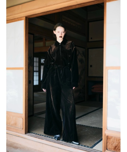 TAJEN:T】BLEACH OUT VELVET JUMP SUIT/ ベルベットジャンプスーツ