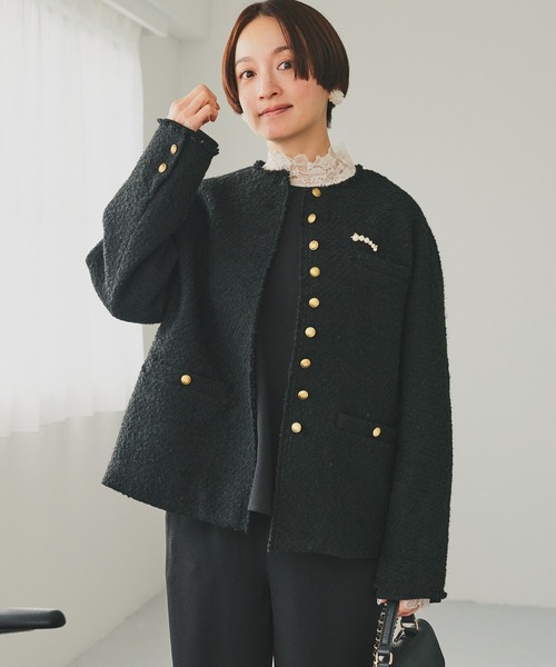 アソート ツイードノーカラージャケット（ノーカラージャケット