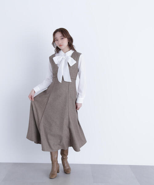 セール】◇ニュアンスVネックジャンスカ（ジャンパースカート