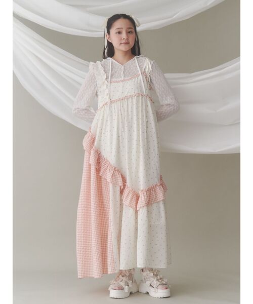 merry jenny（メリージェニー）の「flower checkアシメワンピース