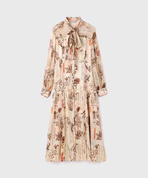 セール】ロゴフラワ－プリントボウタイワンピース（ワンピース