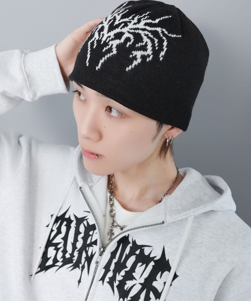 シングルニットビーニー/スパイダー/ジャガード/ユニセックス（ニット