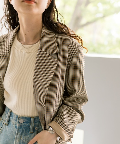 セール】【サイズ展開】チェックBIGジャケット（テーラードジャケット