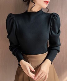 パフスリーブ」に該当するトップス（ブラック/黒色系・ショート丈