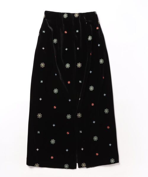 Ameri（アメリ）の「GLITTER EMBROIDERY VELOUR SKIRT（スカート