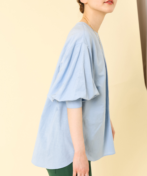 IENA（イエナ）の「ノーカラーパフスリーブ ブラウス（シャツ/ブラウス