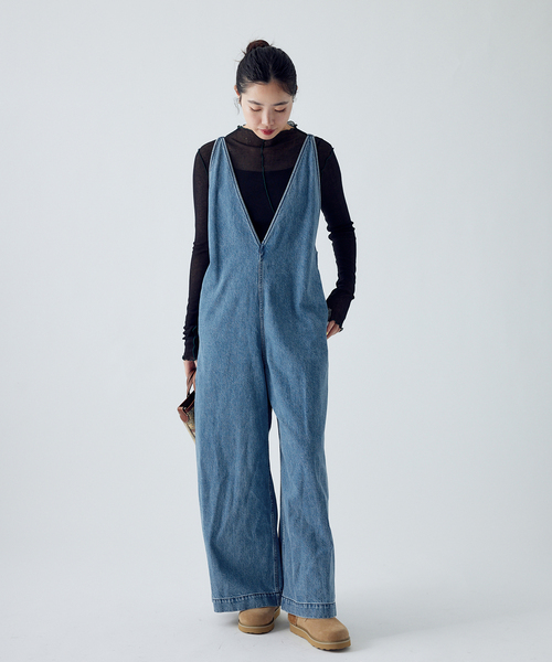 IENA（イエナ）の「デニムVネックオールインワン（つなぎ