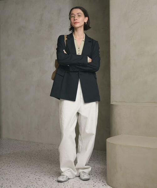 セール】リネンライク ダブルジャケット（テーラードジャケット