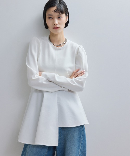 WEB限定】フリルペプラムロングスリーブカットソー（Tシャツ