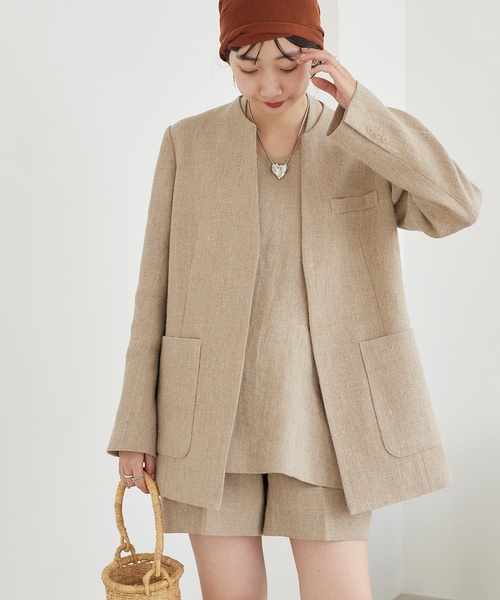 plage（プラージュ）の「【R'IAM】リネンノーカラージャケット（ノー