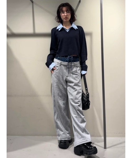 SLY（スライ）の「LAYERED LIKE CROP KNIT TOPS レイヤードライク