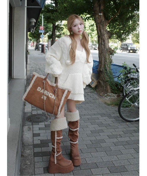 Darich（ダーリッチ）の「フェイクムートンニーハイブーツ（ブーツ