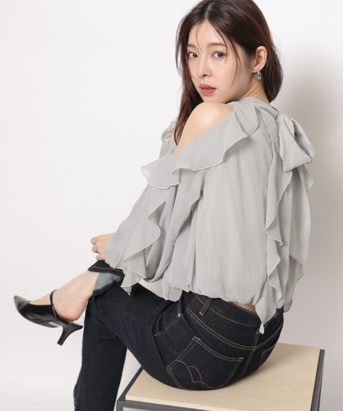オフショルフリルシアーブラウス（シャツ/ブラウス）｜Rirandture（リ