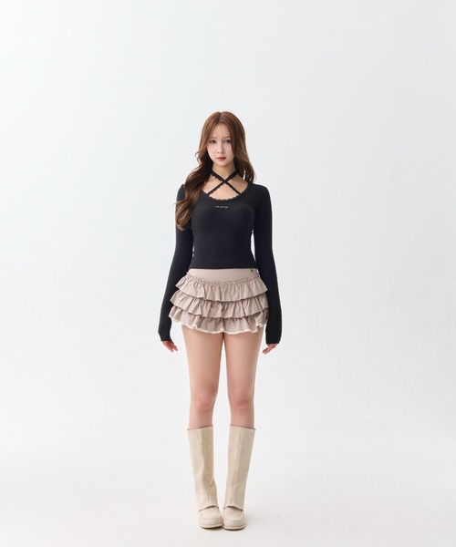 Charm Frill Culotte Mini Skirt（スカート）｜andwang（アンドワン