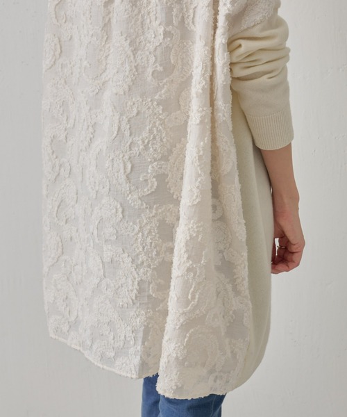 BEARDSLEYチュニックビアズリーベージュ後ろ刺繍とストライプ