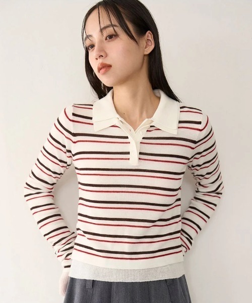 SNIDEL（スナイデル）の「Sustainableレイヤードポロニットプル