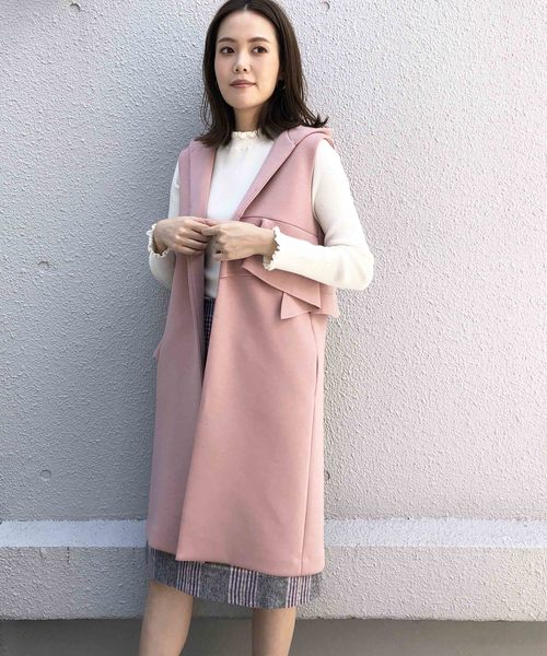 HERENCIA（ヘレンチア）の「バックフリルフード付きロングジレ（ベスト