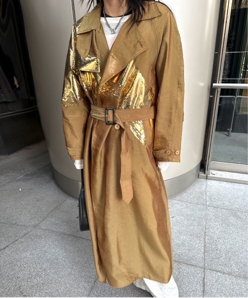 セール】FOIL PAINTING SHEER TRENCH COAT（トレンチコート）｜Ameri