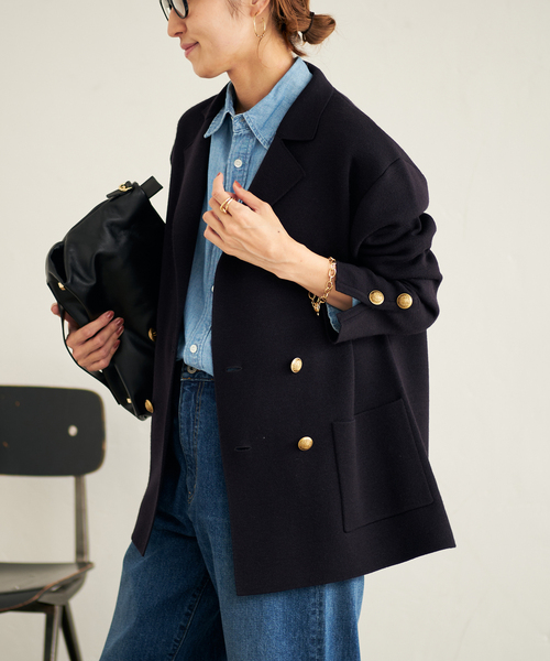 セール】ミラノリブニットジャケット（テーラードジャケット