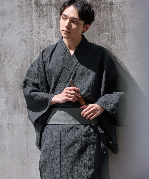 縞しじら織り浴衣 3点セット【浴衣＋帯＋下駄】（浴衣）｜MONO-MART