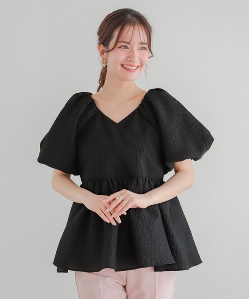 ジャガードカシュクールペプラムトップス（その他トップス）｜Fit more