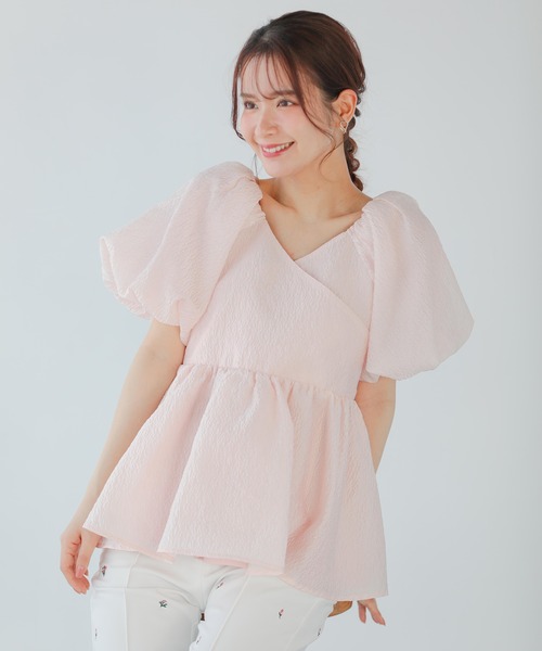 ジャガードカシュクールペプラムトップス（その他トップス）｜Fit more