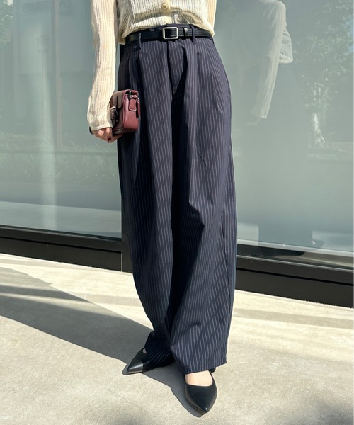 1chaku.（イッチャク）の「ストライプワイドスラックス（スラックス
