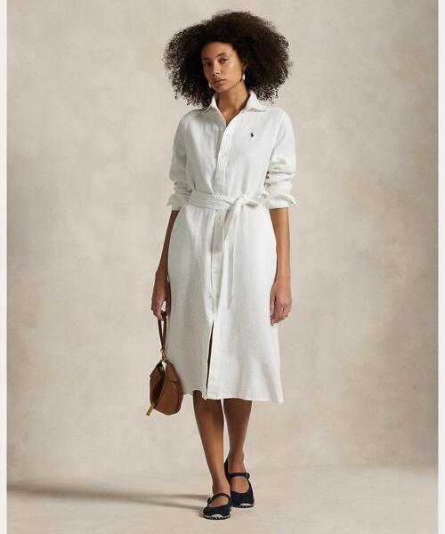 ベルテッド リネン シャツドレス（シャツワンピース）｜POLO RALPH