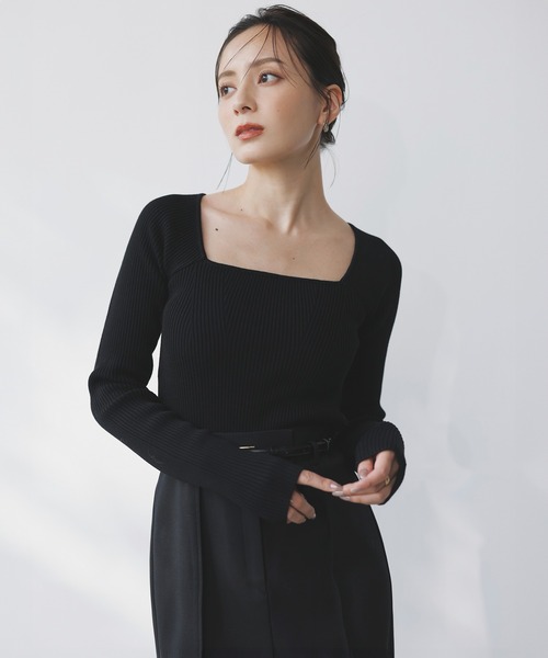 カシミヤブレンドデコルテリブニットプルオーバー（ニット/セーター