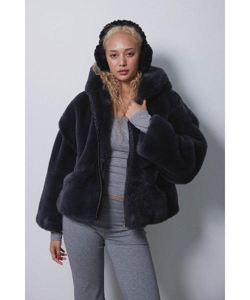 ALEXIA STAM（アリシアスタン）の「Hooded Eco Fur Jacket /フード付き