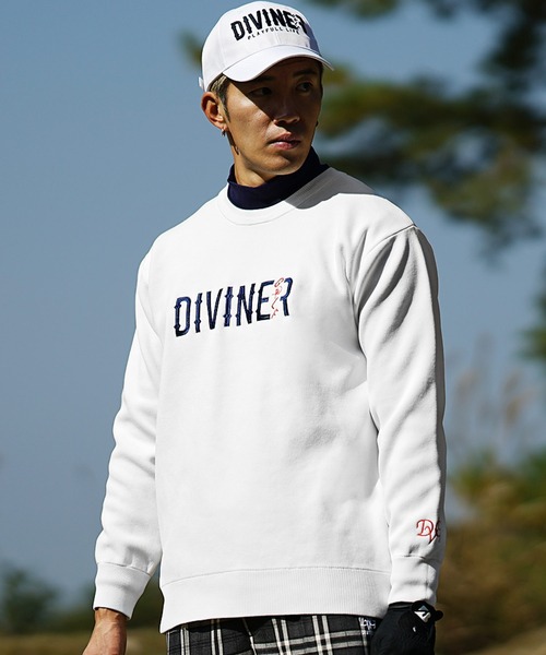 セール】【DIVINER GOLF】ロゴ刺繍長袖ニット メンズ ゴルフウェア