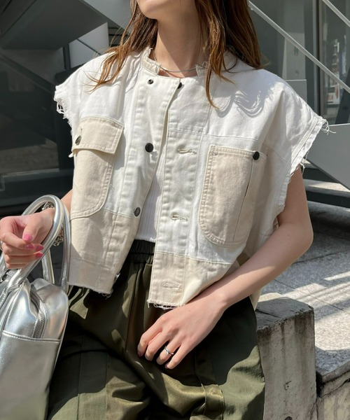 etsinta（エシンタ）の「【etsinta/エシンタ】デニムショートベスト（T