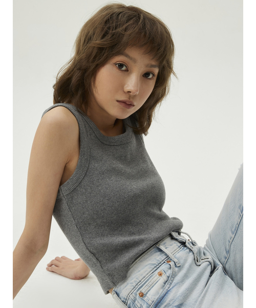 GAP（ギャップ）の「リブ編み クロップド タンクトップ（タンクトップ