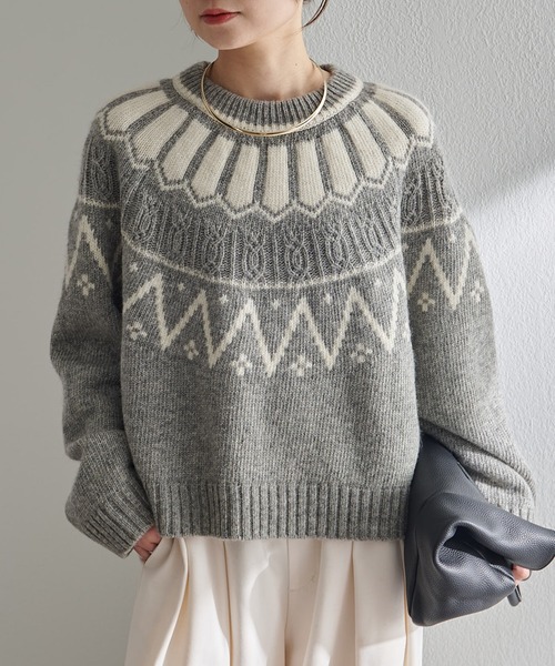 シェットランドウール求心ニットプルオーバー（ニット/セーター