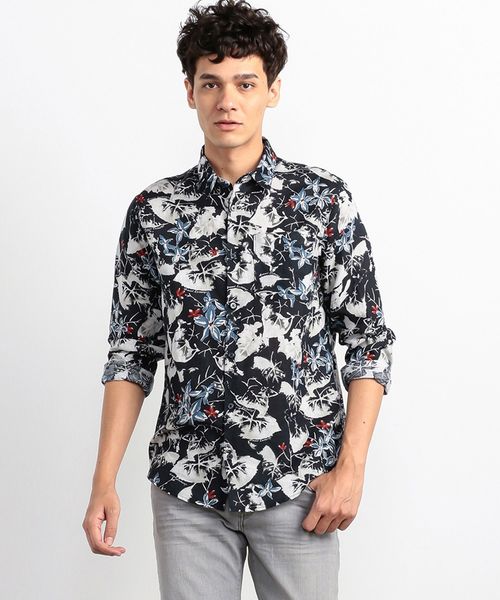 セール】【A|Xアルマーニ エクスチェンジ】アロハ柄 コットンリネン