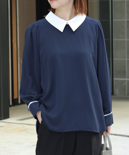 LAVEANGE（ラビアンジェ）の「配色使い 襟付きブラウス（シャツ