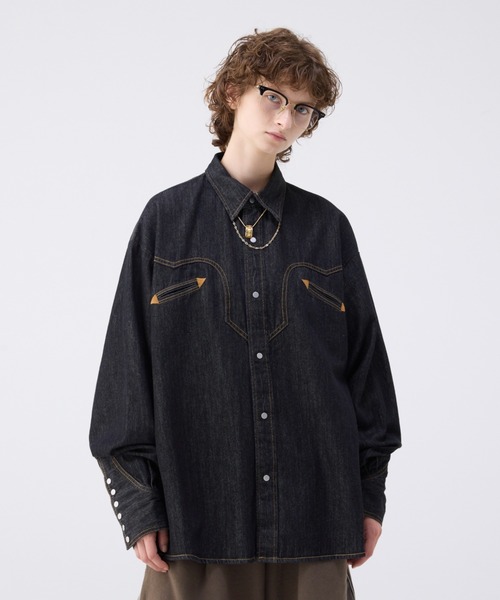 Oversize denim western shirt / オーバーサイズデニムウエスタン