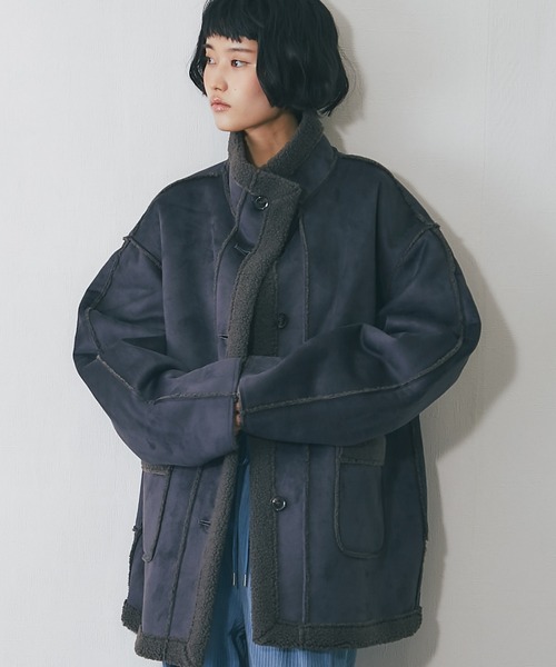 セール】フェイクムートンスタンドコート（ムートンコート）｜ANOTHER