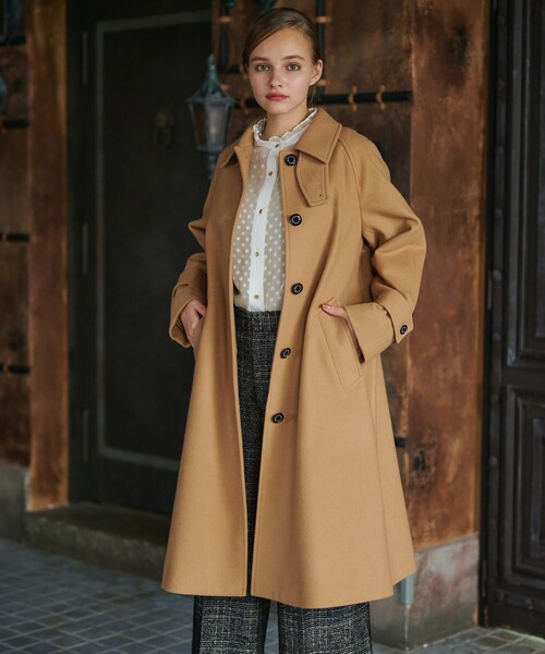 大人百花冬号掲載 モデル美香さん着用】Super110sウールAラインステン