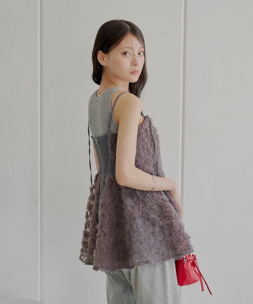 セール】【SALON by Chico】ローズチュールペプラムブラウス（シャツ