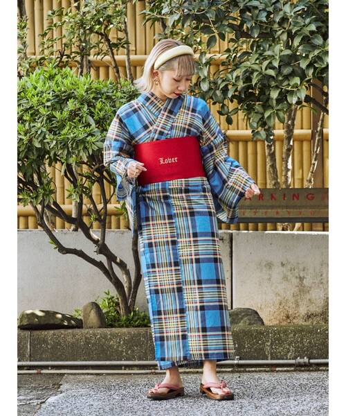jouetie（ジュエティ）の「バックローズチェック浴衣（浴衣）」 - WEAR