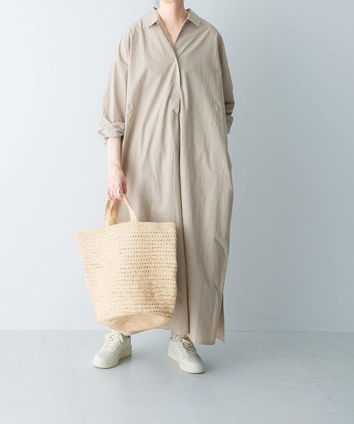 かぐれ（カグレ）の「『2サイズ展開』コットンシルクシャツワンピース