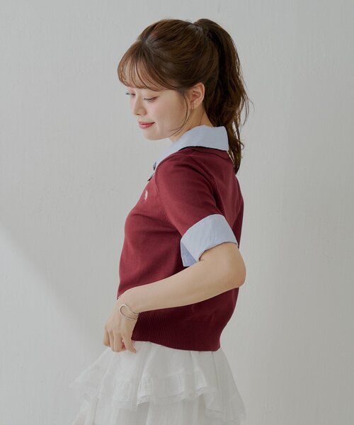 Chico（チコ）の「【ZOZO限定】刺繍入り襟付きポロニット（ニット