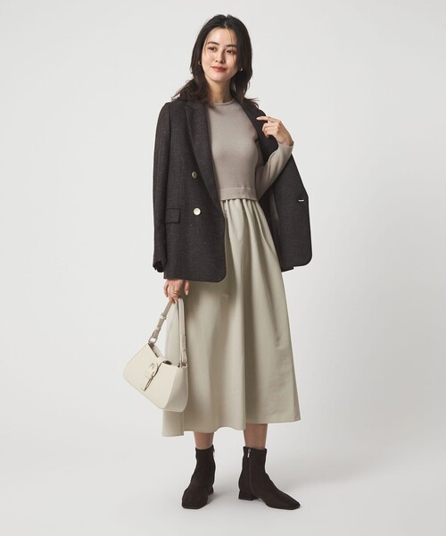 タフタ ドッキング ワンピース ウォッシャブル（ワンピース）｜green