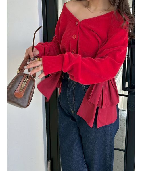 リボンドッキングカーディガン（カーディガン/ボレロ）｜SNIDEL