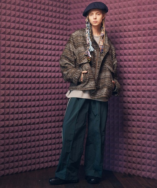 セール】《UNISEX》Mall Tweed Jacquard Dress-Over Short Mods Coat