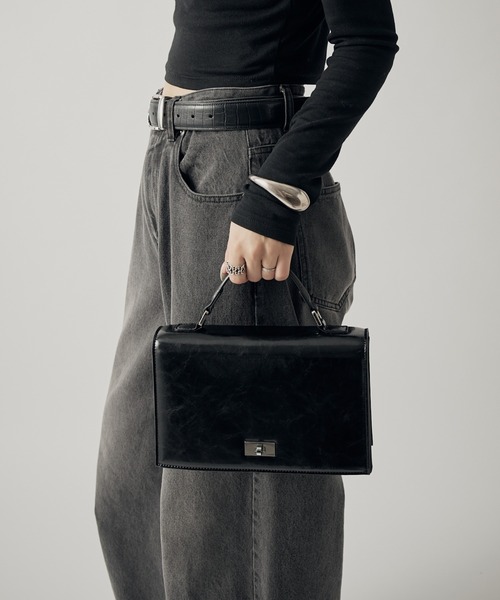 mi-企画】2wayショルダースクエアレザーバッグ（ショルダーバッグ